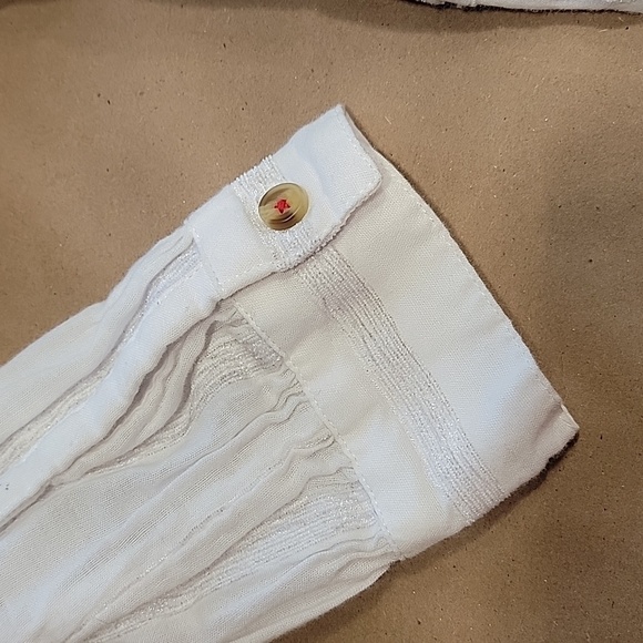 Anthropologie Size 4 White Tie Waist, Button Front Blouse - Picture 13 of 15